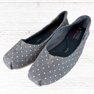 BOBS FROM SKECHERS Women’s Size 8.5 Shoes Slip-On Polka Dot Cotton Memory Foam